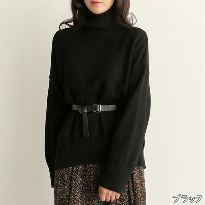 トップス ニット カジュアル きれいめ 長袖 セーター 可愛い ハイネック タートルネック カットソー おしゃれ シンプル レディース ベージ ゆったり フェミニン 