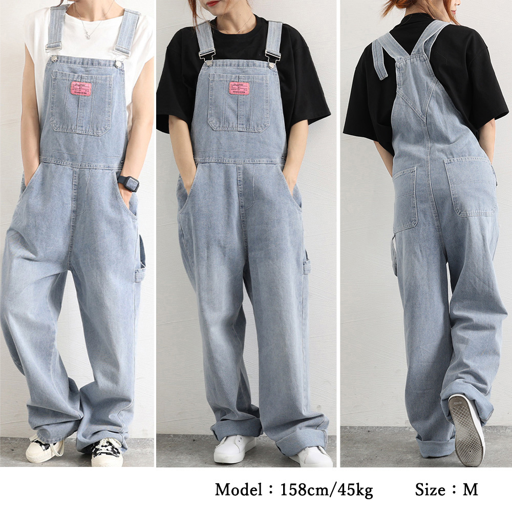 デニムサロペット オールインワン レトロ  