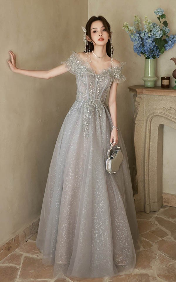 ロングドレス 大人 ピアノ 発表会 キラキラ マキシ丈 オフショルダー 小さいサイズ 母親 大きいサイズ パーティードレス 韓国 結婚式 