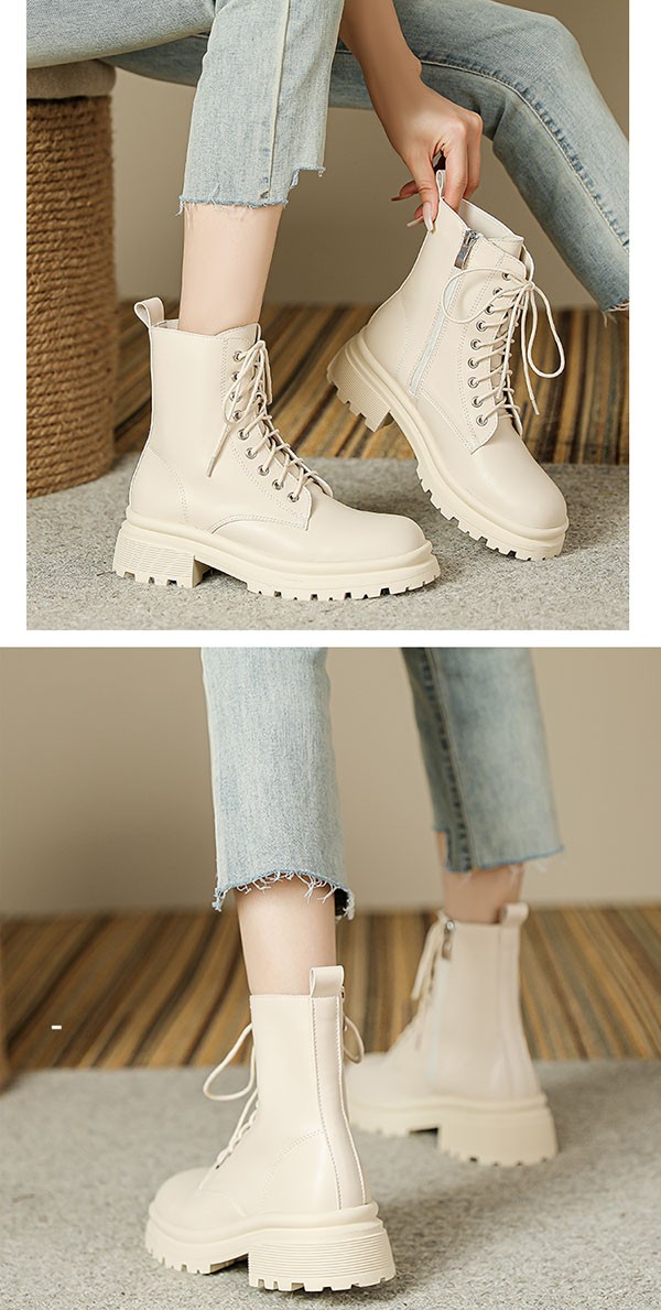 ショートブーツ レディース 歩きやすい レースアップブーツ 編み上げブーツ ミドルブーツ ワークブーツ ラウンドトゥ 厚底ブーツ 