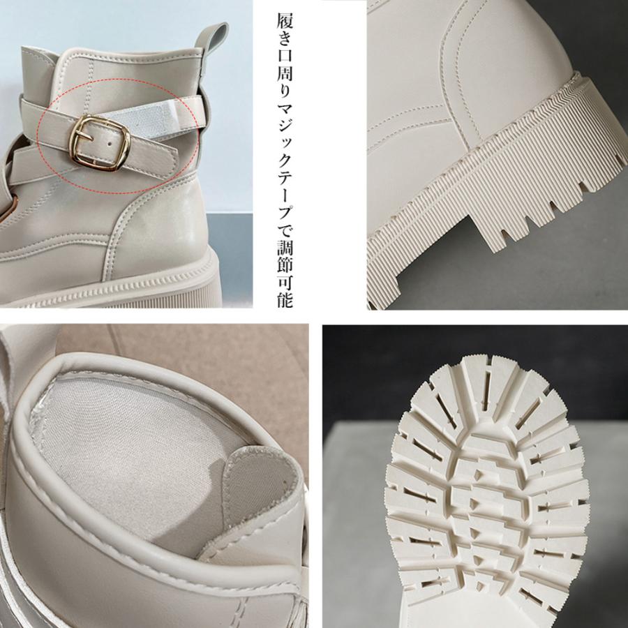 ショットブーツ レディース ローヒール ブーティ リベット付き 履きやすい 美脚ブーツ サイドゴアブーツ 厚底 お洒落 