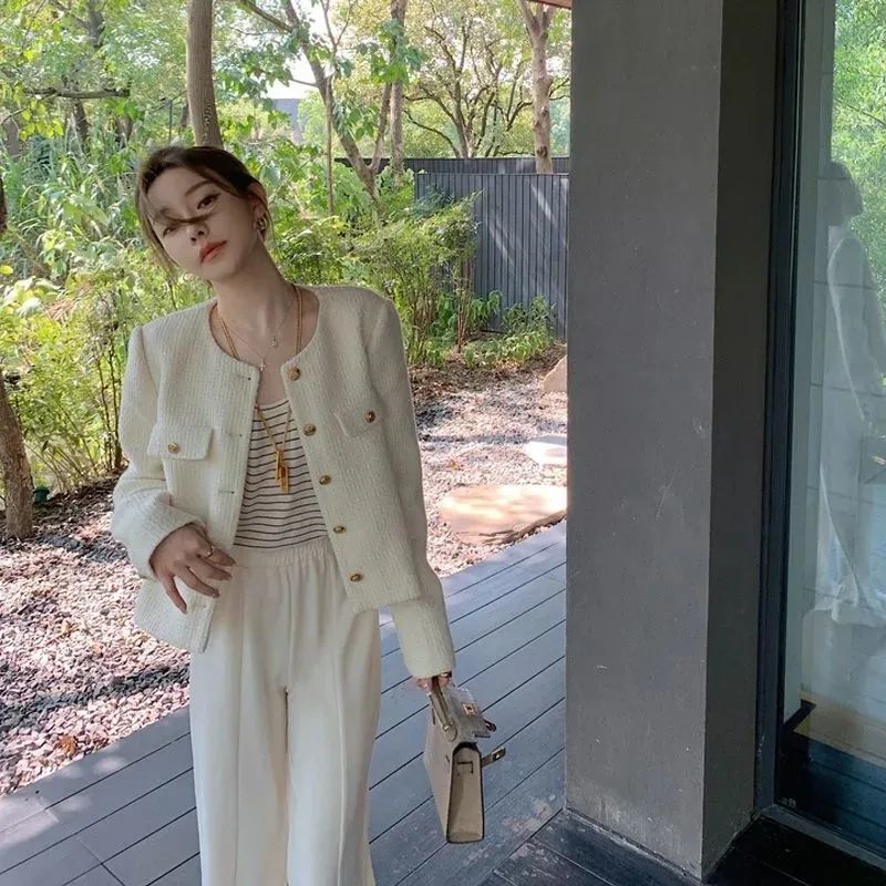 ジャケット レディース ノーフォーマル ツイード アウター 大きいサイズ お洒落 オフィス 春秋 シンプル 無地 体型カバー フェミニン 通勤 