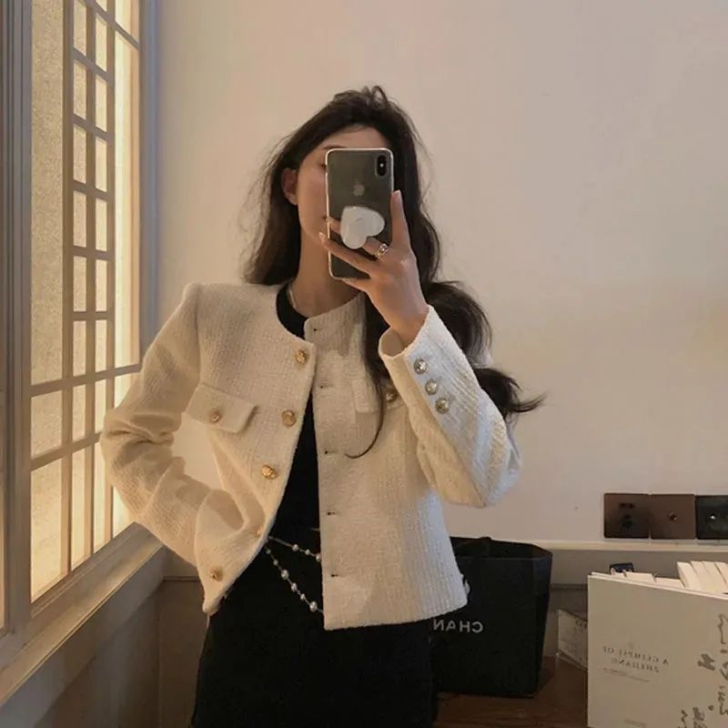 ジャケット レディース ノーフォーマル ツイード アウター 大きいサイズ お洒落 オフィス 春秋 シンプル 無地 体型カバー フェミニン 通勤 