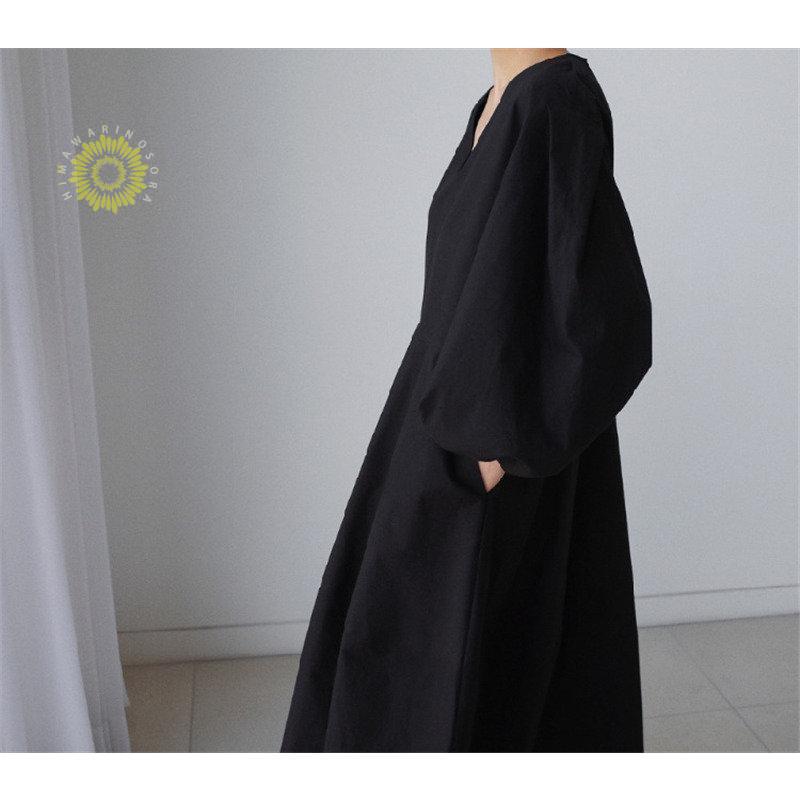 ワンピース レディース 長袖 ロングワンピース シャツワンピース マキシワンピース ボリューム袖 春秋 ゆったり 上品 着痩せ Aライン 