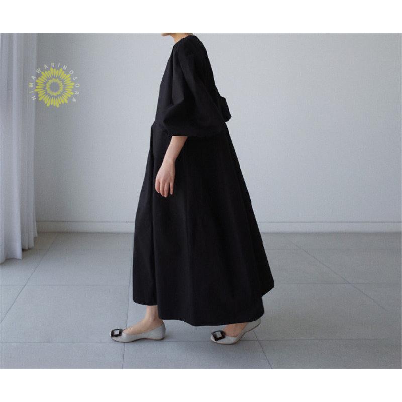 ワンピース レディース 長袖 ロングワンピース シャツワンピース マキシワンピース ボリューム袖 春秋 ゆったり 上品 着痩せ Aライン 