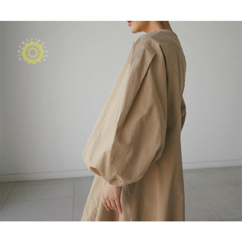 ワンピース レディース 長袖 ロングワンピース シャツワンピース マキシワンピース ボリューム袖 春秋 ゆったり 上品 着痩せ Aライン 