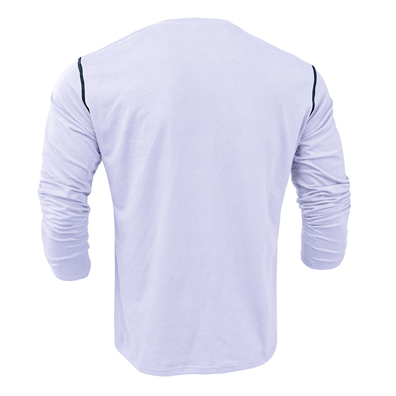 ポケットT Tシャツ メンズ 長袖 ゆったり 胸ポケット付き バンドロンT ボタン留め ロングTシャツ ワンポイント Vネック ヘンリーネック 