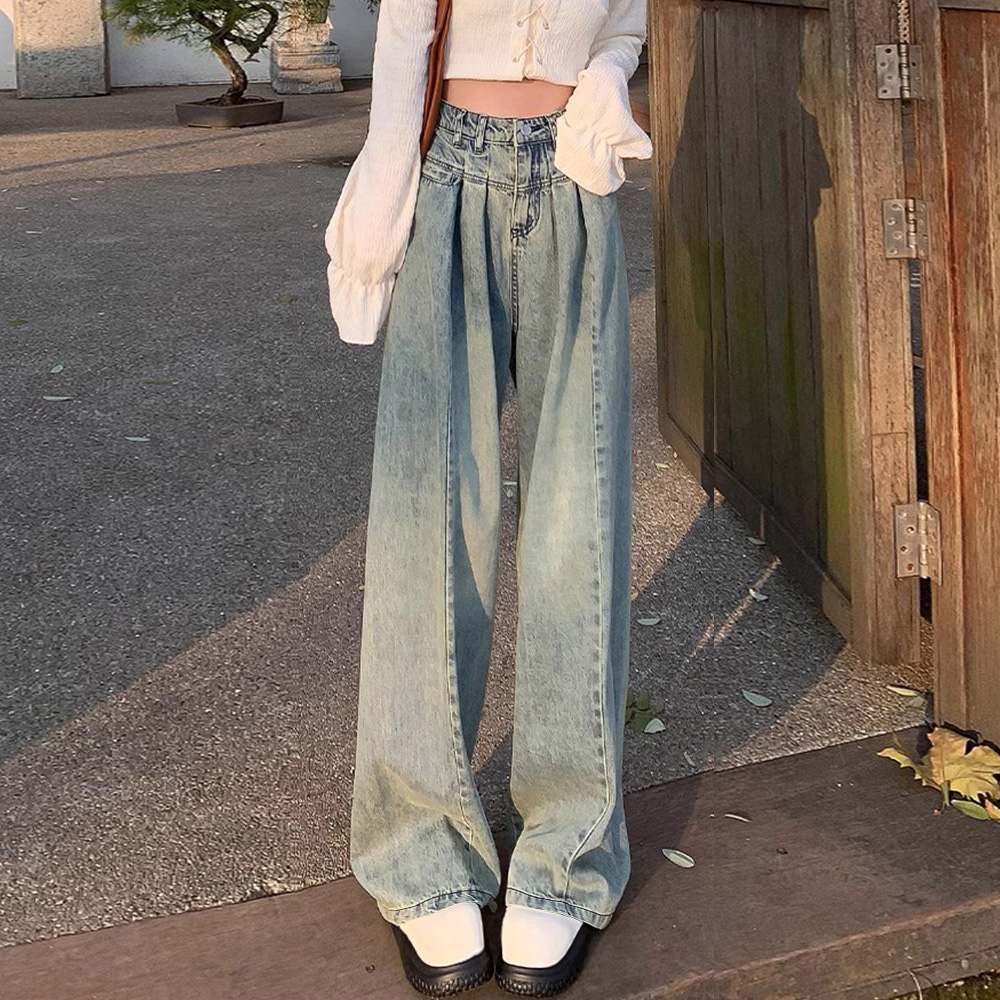 デニム ワイドパンツ レディース 着やせ  