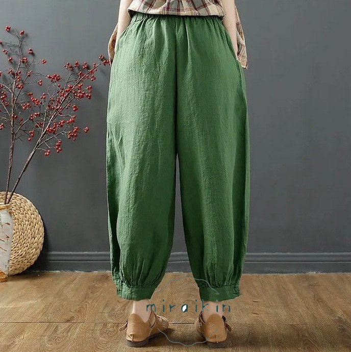 レディースパンツ 九分丈 ワイドパンツ コクーンパンツ テーパードパンツ 無地 イージーパンツ ダンス 綿麻風 パンツ カジュアル ウエストゴム 可愛い 夏服 