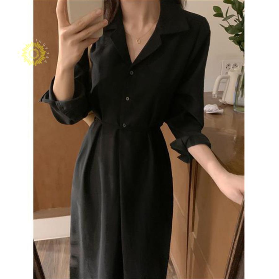 ワンピース プリーツ レディース ベルト 春秋服 きれいめ 秋物 シフォン シャツ 二次会 着痩せ 長袖 Aライン ロング丈 ハイウエスト 