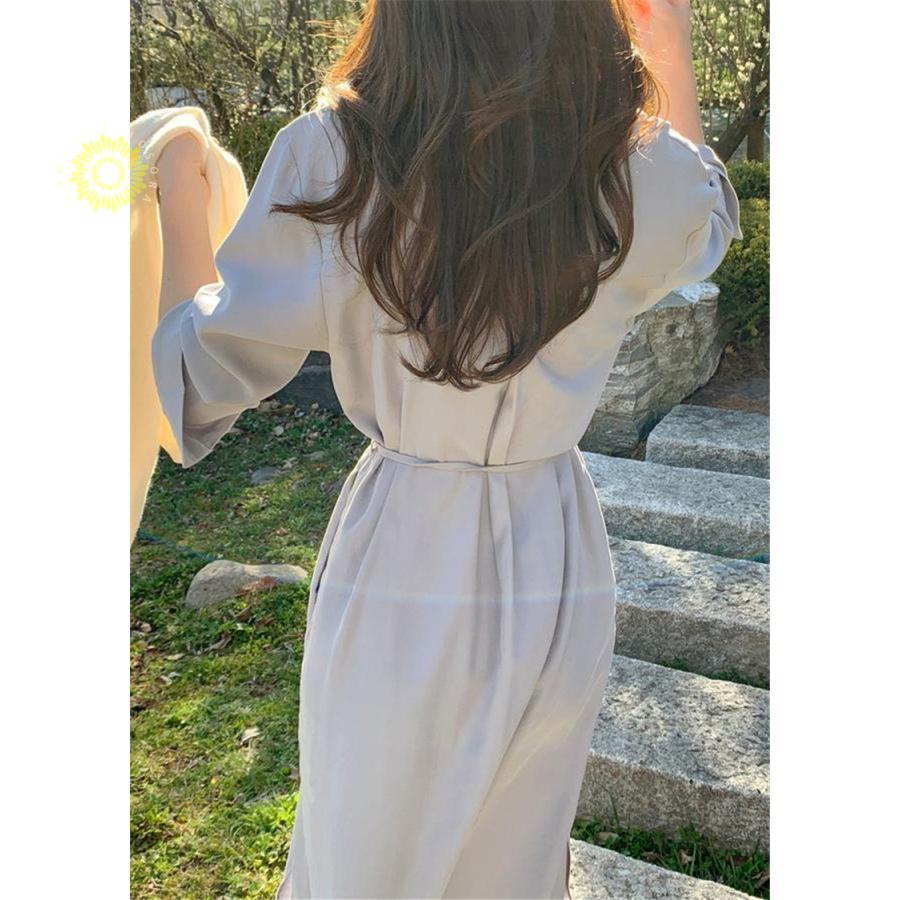 ワンピース プリーツ レディース ベルト 春秋服 きれいめ 秋物 シフォン シャツ 二次会 着痩せ 長袖 Aライン ロング丈 ハイウエスト 