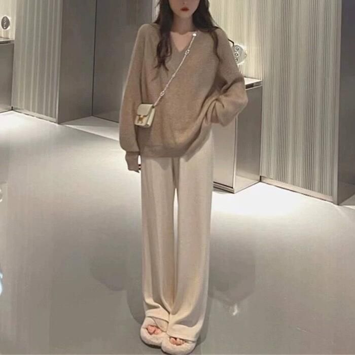 トップス ニット セーター レディース きれいめ エレカジュアル シンプル 大人 体型カバー 可愛い おしゃれ Vネック フェミニン 長袖 ゆったり ベーシッ 