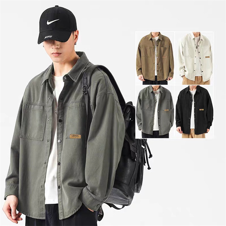 送料無料 シャツ メンズ カーゴシャツ 開襟シャツ カジュアルシャツ 通学 トップス 30代 スリム 40代 ゆったり 夏服 長袖シャツ 通勤 紳士服 お洒落 20代 