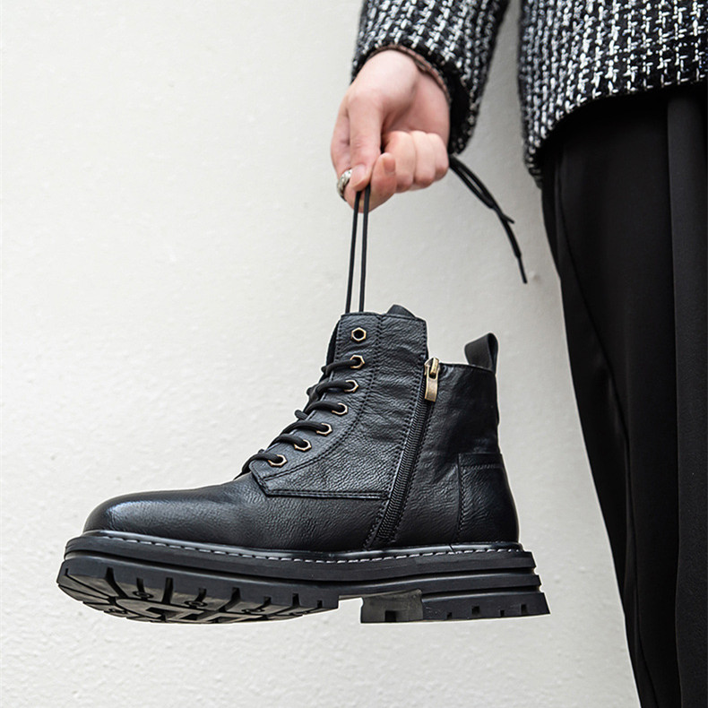 ワークブーツ メンズ ハイカット シークレットシークレットブーツ 身長UP レースアップ 編み上げブーツ アンクル丈 。 ショートブーツ ハイカット 