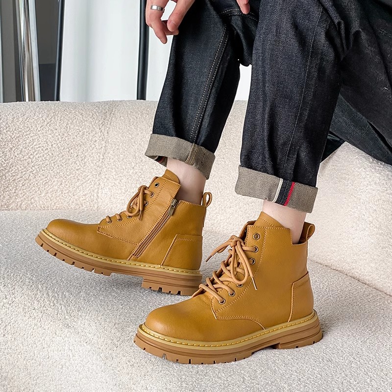 ワークブーツ メンズ ハイカット シークレットシークレットブーツ 身長UP レースアップ 編み上げブーツ アンクル丈 。 ショートブーツ ハイカット 