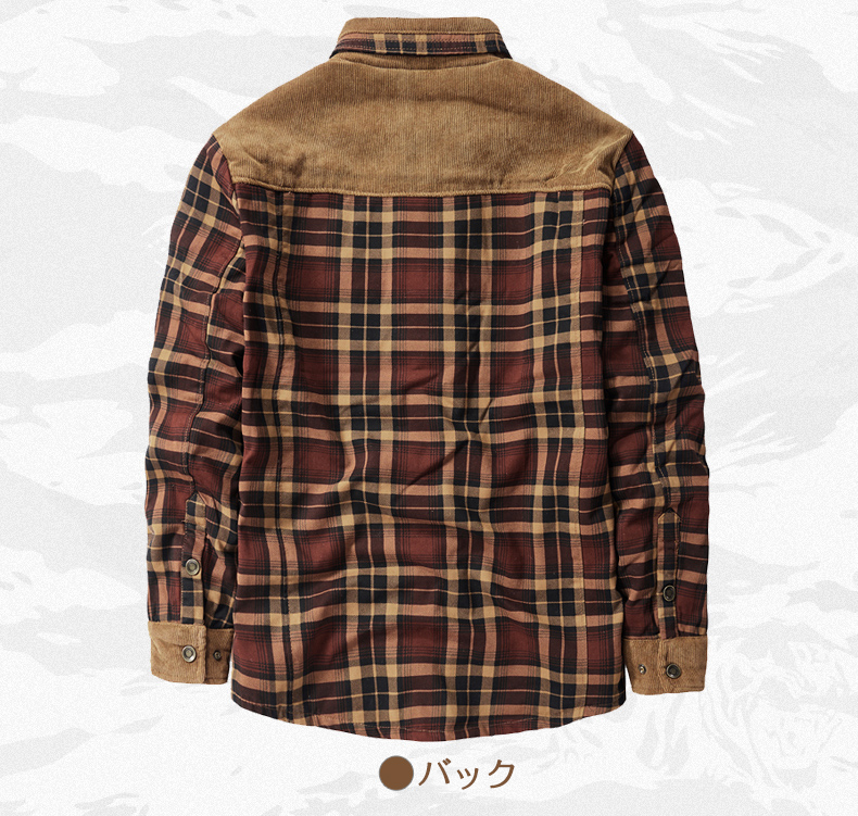 シャツジャケット フコーデュロイシャツ メンズ 長袖 チェック柄 ブルゾン 厚手 ポケット付き ジャケット カジュアルシャツ 保温 ボアシャツ 