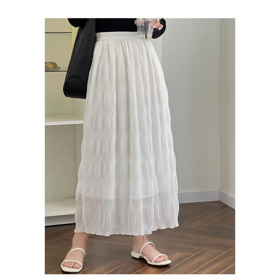 スカート レディース ロングスカート マキシスカート ウエストゴム プリーツ 通学 40代 無地 ゆったり 通勤 30代 20代 体型カバー 