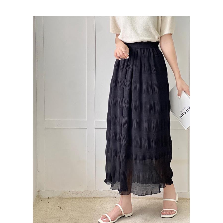 スカート レディース ロングスカート マキシスカート ウエストゴム プリーツ 通学 40代 無地 ゆったり 通勤 30代 20代 体型カバー 
