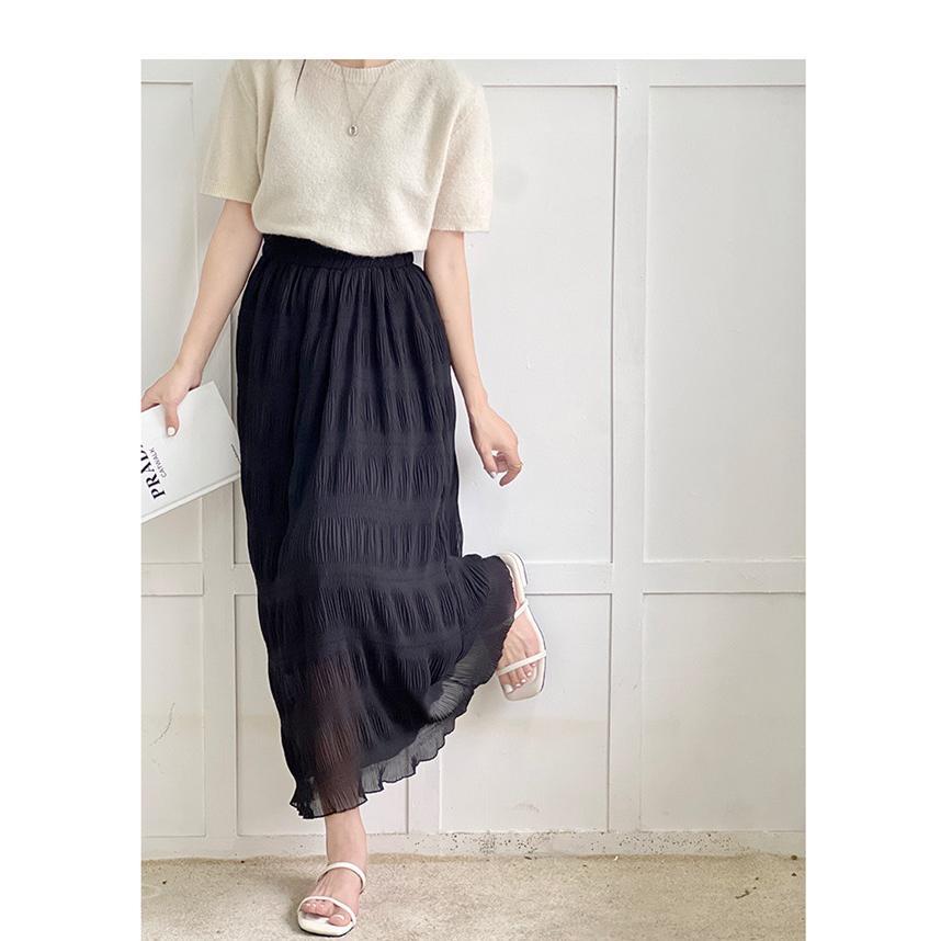 スカート レディース ロングスカート マキシスカート ウエストゴム プリーツ 通学 40代 無地 ゆったり 通勤 30代 20代 体型カバー 