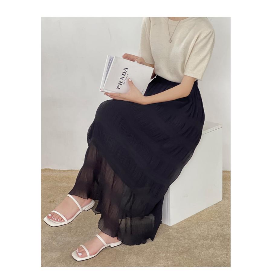 スカート レディース ロングスカート マキシスカート ウエストゴム プリーツ 通学 40代 無地 ゆったり 通勤 30代 20代 体型カバー 