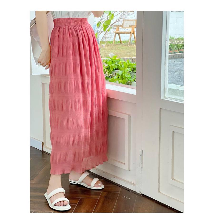 スカート レディース ロングスカート マキシスカート ウエストゴム プリーツ 通学 40代 無地 ゆったり 通勤 30代 20代 体型カバー 