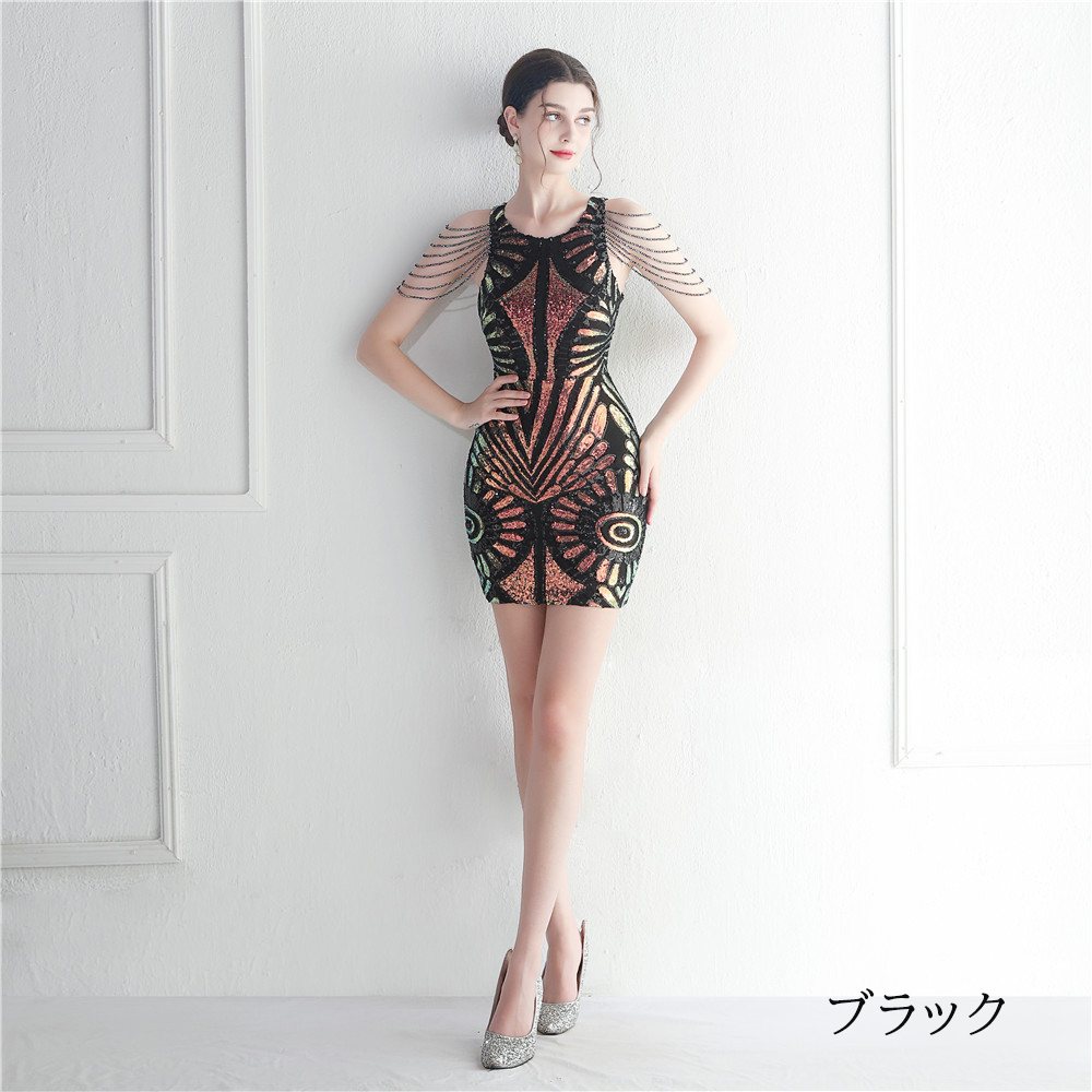 カラードレス ミニドレス 袖なし パーティードレス 結婚式 二次会 演奏会 スパンファスナー ミディアムドレス ワンピース 発表会 演出 フォーマルドレス 