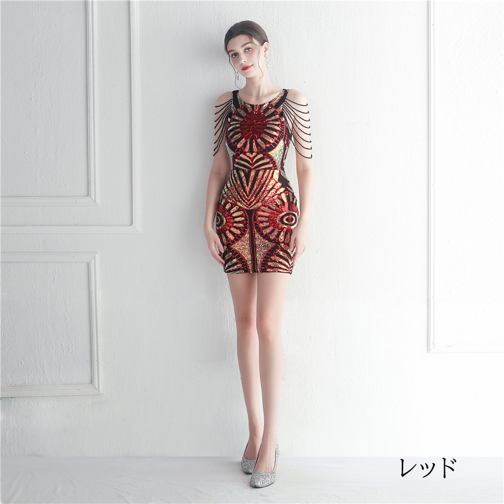 カラードレス ミニドレス 袖なし パーティードレス 結婚式 二次会 演奏会 スパンファスナー ミディアムドレス ワンピース 発表会 演出 フォーマルドレス 