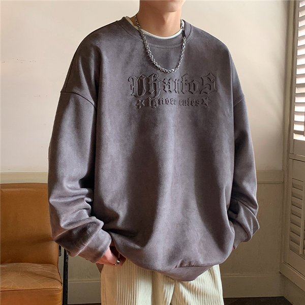 トレーナー メンズ プルオーバー ブラック 長袖 スポーツウェア 丸襟 デザイン 韓国ファッション Uネック プリント 英語文字 春秋 長袖 送料無料 