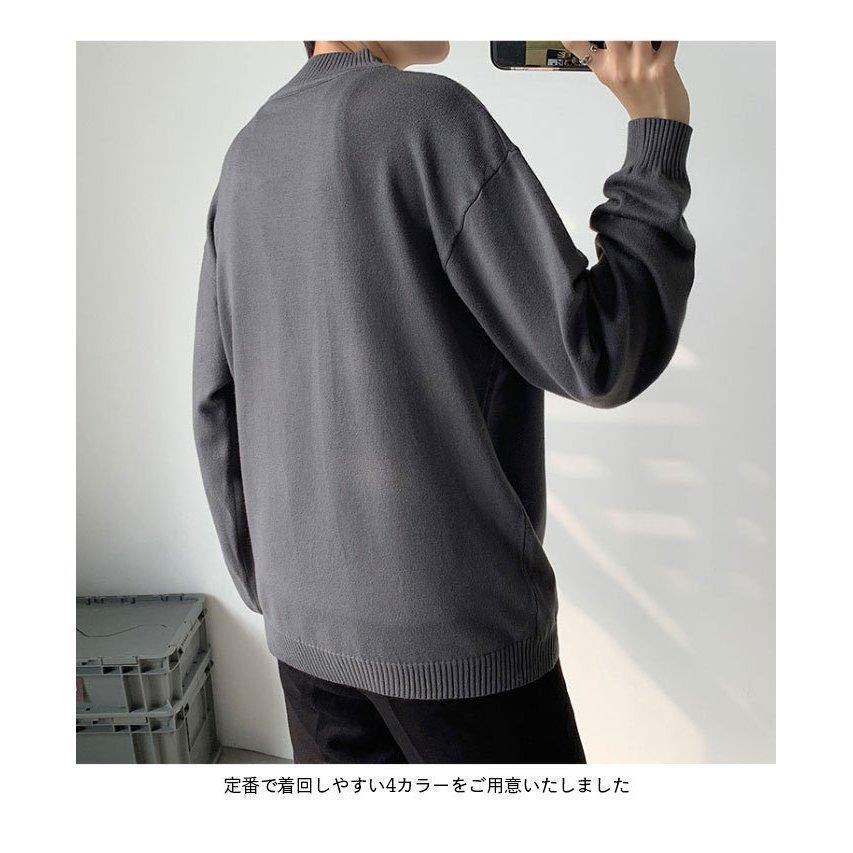 ニットセーター メンズ 春 秋 冬 長袖 スッキリ 冬新作 保温 おしゃれ シンプル ゆったり カジュアル 暖かい 防寒 無地 厚手 