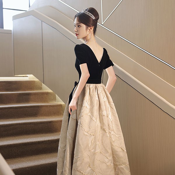 ロングドレス 大人 ピアノ 発表会 ミモレ丈 演奏会 小さいサイズ 母親 二次会 黒 袖付き 大きいサイズ パーティードレス 結婚式 花嫁 