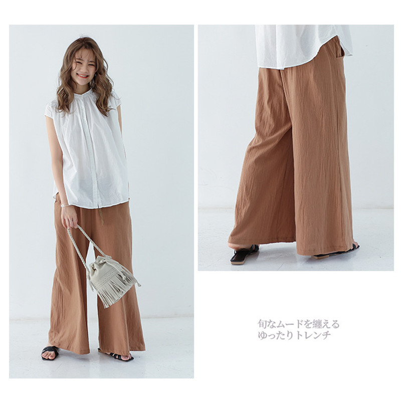 ワイドパンツ レディース 綿麻パンツ ロングパンツ ボハイウエスト 無地 アウトドア 体型カバー カジュアル 春秋 薄手 ゆったり リラックス 