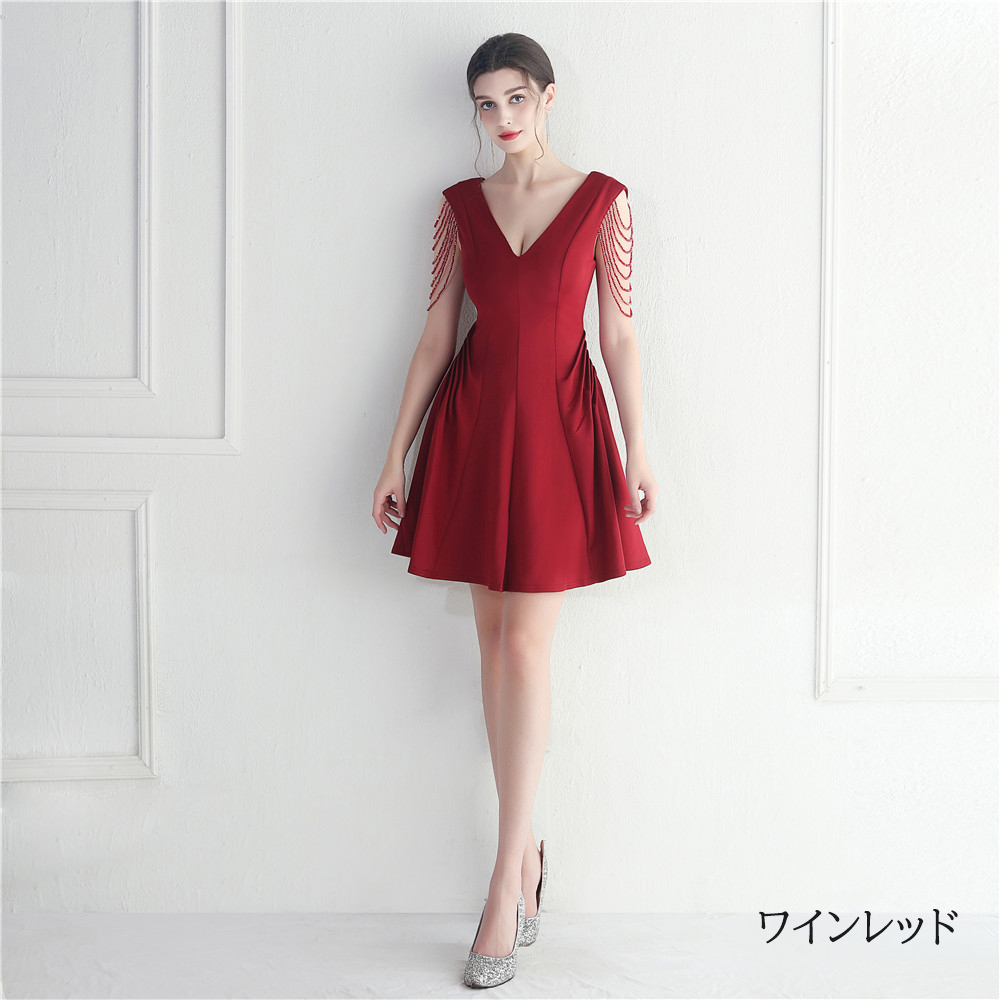 カラードレス 袖なし ミニドレス パーティードレス 結婚式 二次会 フォーマルドレス ワンピース ミディアムドレス 演出 サテン 発表会 演奏会 ファスナー 