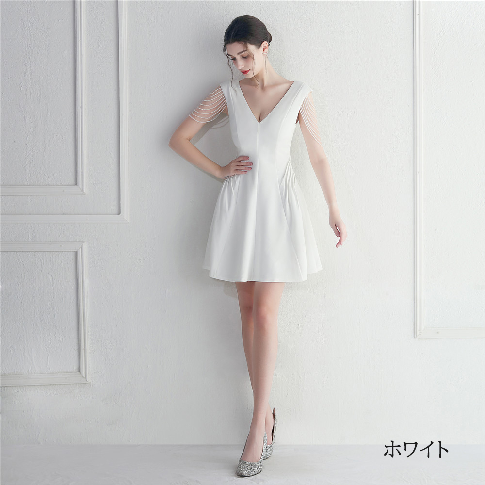 カラードレス 袖なし ミニドレス パーティードレス 結婚式 二次会 フォーマルドレス ワンピース ミディアムドレス 演出 サテン 発表会 演奏会 ファスナー 