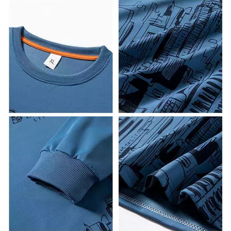 お取り寄せ商品 長袖Tシャツ メンズ トップス クールネック 大きいサイズ対応 M-5XL ロングTシャツ おしゃれ 速乾 プリント ゆったり 長袖 カジュアル 6COLORS 