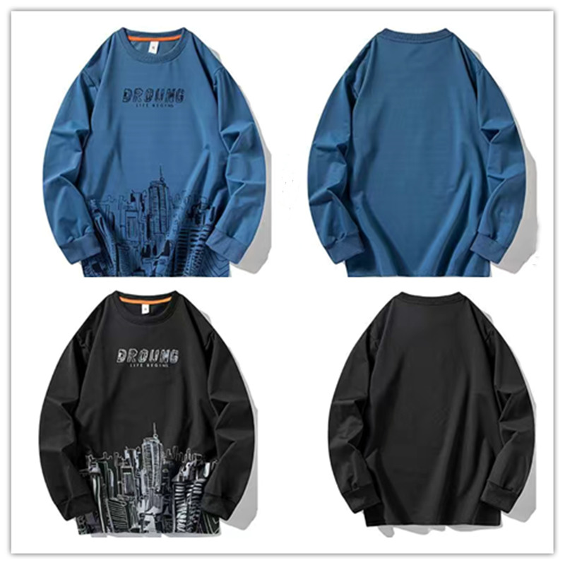 お取り寄せ商品 長袖Tシャツ メンズ トップス クールネック 大きいサイズ対応 M-5XL ロングTシャツ おしゃれ 速乾 プリント ゆったり 長袖 カジュアル 6COLORS 