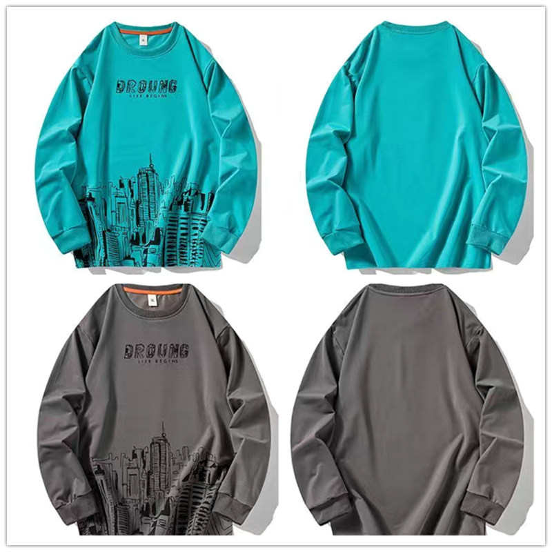 お取り寄せ商品 長袖Tシャツ メンズ トップス クールネック 大きいサイズ対応 M-5XL ロングTシャツ おしゃれ 速乾 プリント ゆったり 長袖 カジュアル 6COLORS 