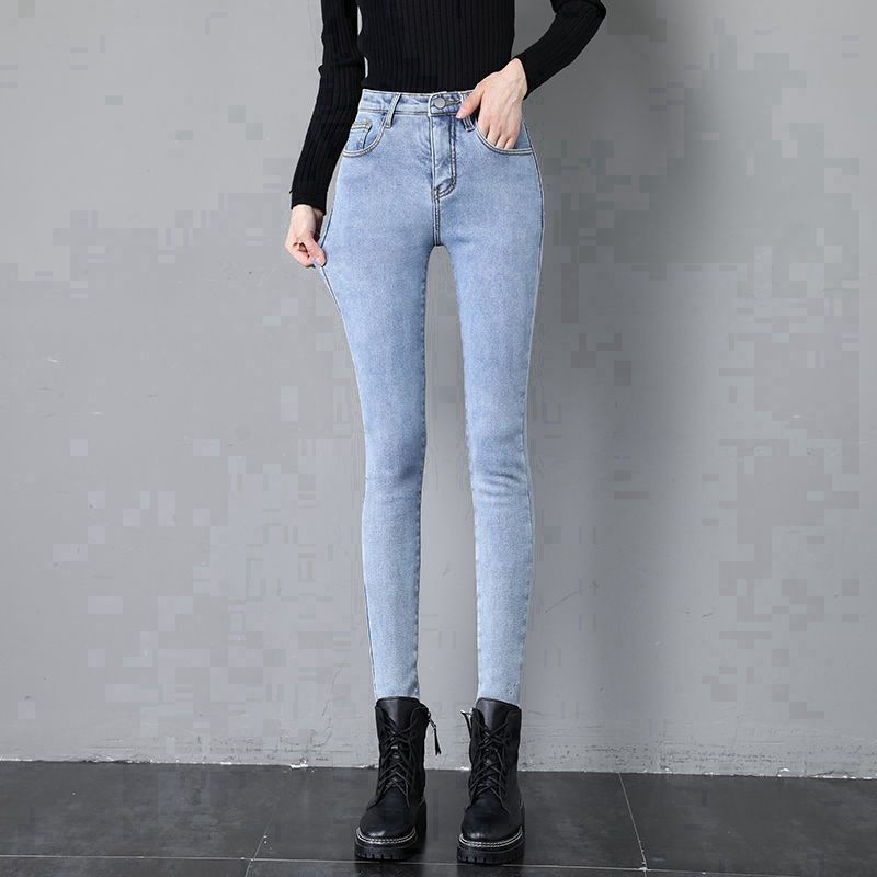 デニムパンツ レディース スキニーパンツ ジーンズ ズボン ボハイウエスト ストレッチ 美脚 春秋 カシュアル 体型カバー ロング丈 着痩せ ゆったり 