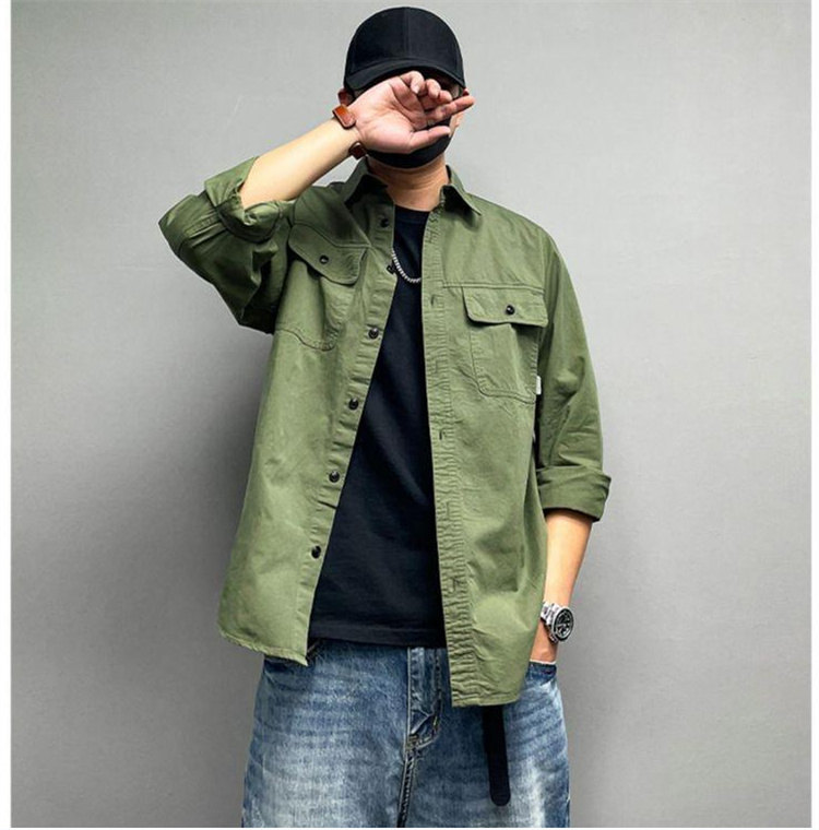 シャツ メンズ 長袖シャツ トップス ミリタリーシャツ カジュアルシャツ カジュアルシャツ 通勤 アウトドア 無地 ライトアウター カーゴシャツ おしゃれ 通学 