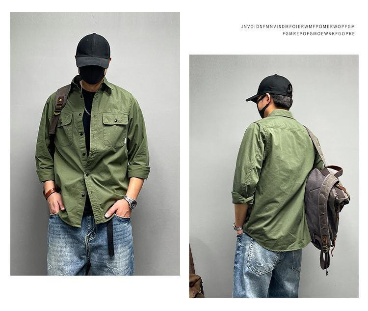 シャツ メンズ 長袖シャツ トップス ミリタリーシャツ カジュアルシャツ カジュアルシャツ 通勤 アウトドア 無地 ライトアウター カーゴシャツ おしゃれ 通学 