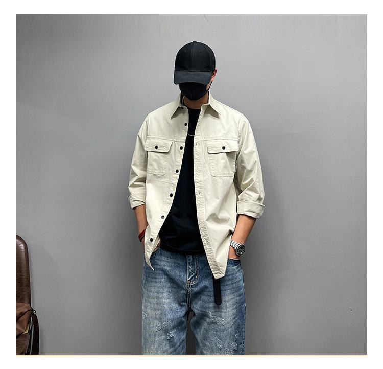シャツ メンズ 長袖シャツ トップス ミリタリーシャツ カジュアルシャツ カジュアルシャツ 通勤 アウトドア 無地 ライトアウター カーゴシャツ おしゃれ 通学 