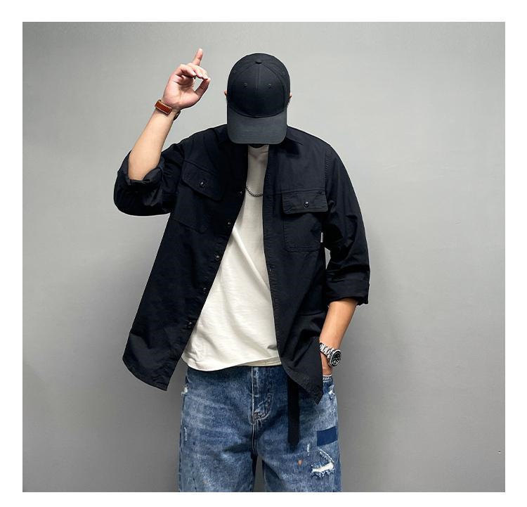 シャツ メンズ 長袖シャツ トップス ミリタリーシャツ カジュアルシャツ カジュアルシャツ 通勤 アウトドア 無地 ライトアウター カーゴシャツ おしゃれ 通学 