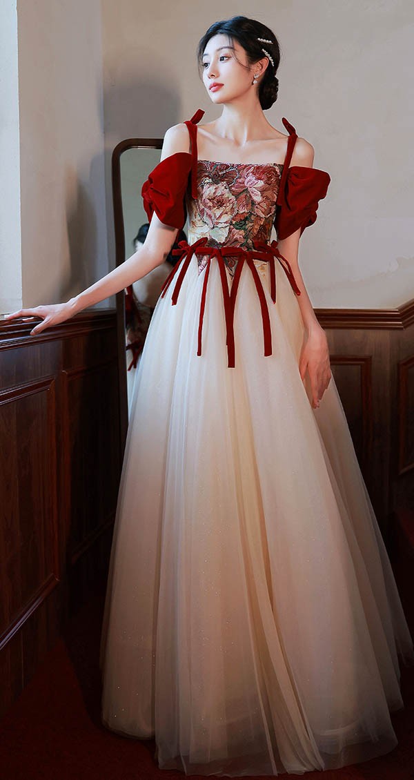 ロングドレス 2WAYS 大人 ピアノ 発表会 演奏会 ワインレッド 披露宴 ワンピース パーティードレス 花嫁 母親 ドレス 結婚式 