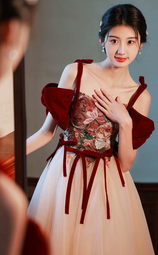 ロングドレス 2WAYS 大人 ピアノ 発表会 演奏会 ワインレッド 披露宴 ワンピース パーティードレス 花嫁 母親 ドレス 結婚式 