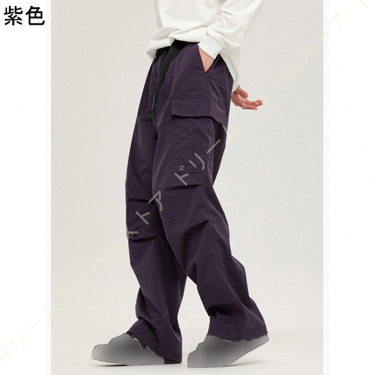 カーゴパンツ メンズ ズボン 秋服 涼しい ワイドパンツ 袴パンツ ロングパンツ ゆったり おおきいサイズ 軽量 無地 ビッグシルエット 通気 薄手 ズボン 
