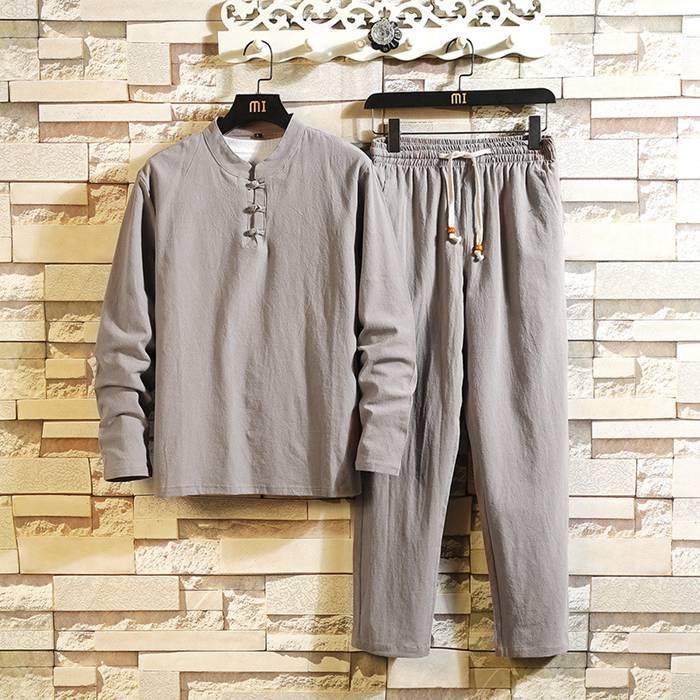 セットアップ メンズ ジャージ 春秋 薄手 リネンセットアップ スウェット 長袖Tシャツ ロングパンツ 綿麻 ゆったり 上下セット 