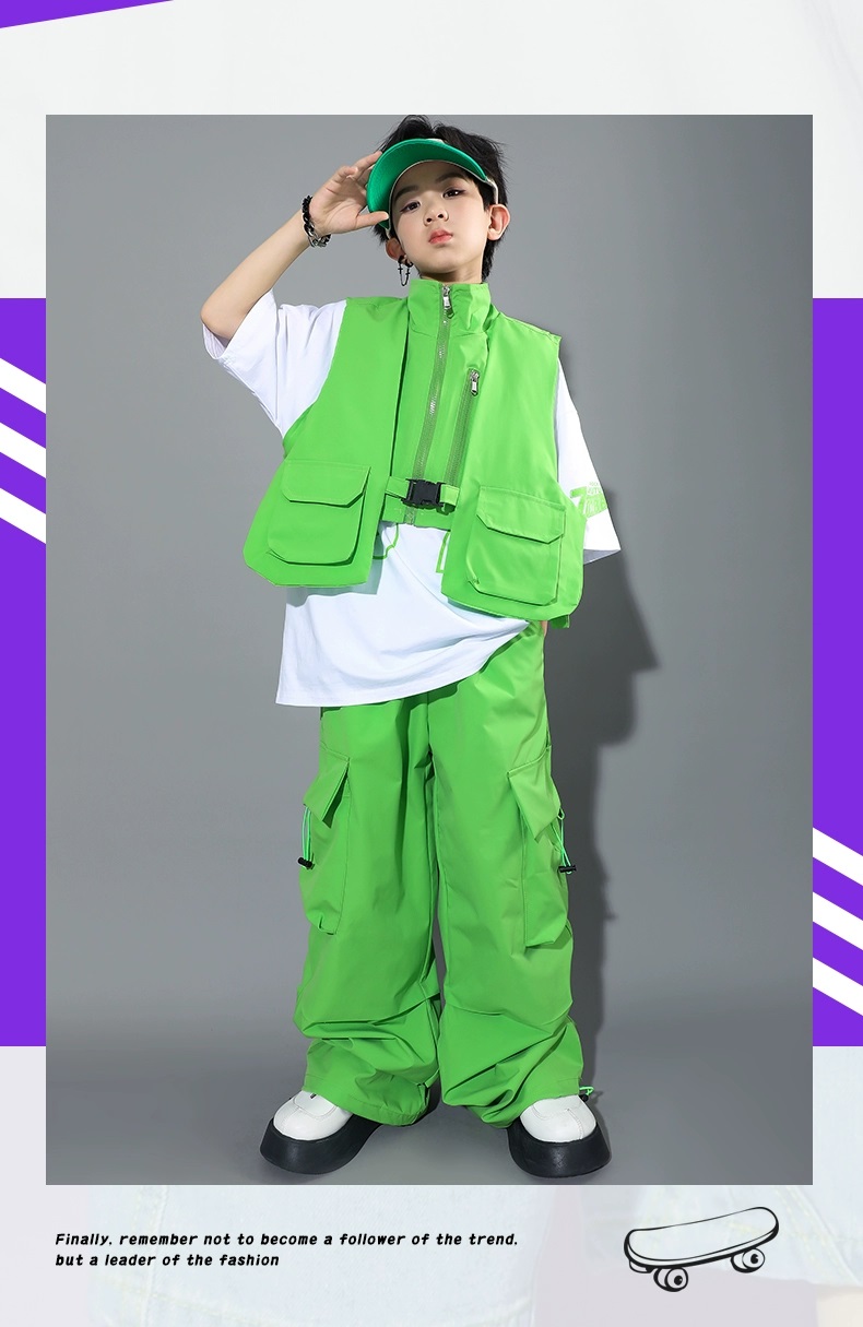 ヒップホップ 衣装 キッズダンス衣装 セットアップ 韓国 子供ダンス服 派手 水色 レッスン着 白ピンク 黄緑 ダンスウェア 