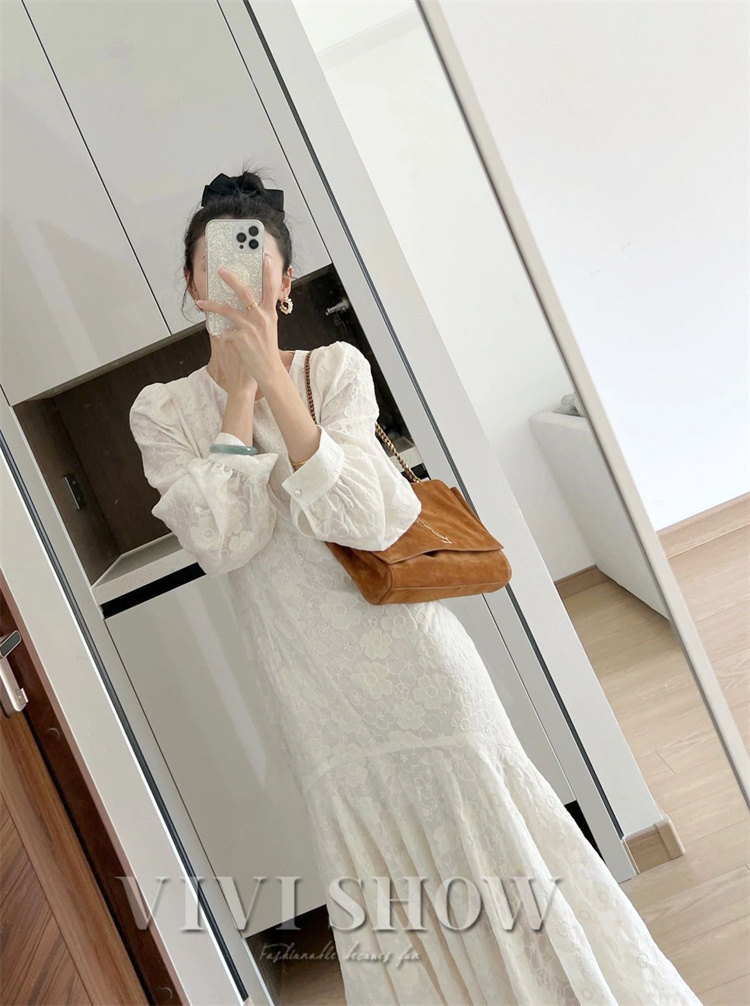 レディース 長袖 ワンピース ワンピ 花柄レース ロング丈 おしゃれ シンプル フ着やすい きれいめ 大人 お出かけ かわいい 