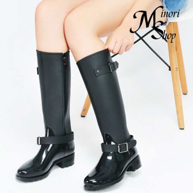 完全防水 レインブーツ レディース ロング 軽量 おしゃれ 。 ス ロングブーツ ローヒール 長靴 レディース レインレディース 