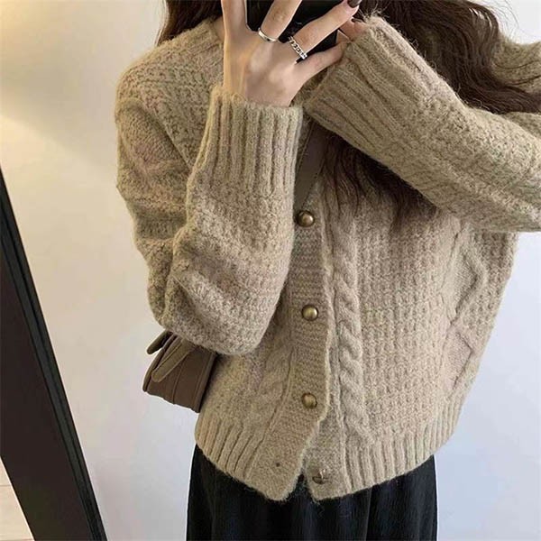 ニットカーディガン 秋冬 ゆったり セーター ざっくり オーバーサイズ ニットカーディガン カジュアル 無地 日常服 トップス 羽織 前開き 