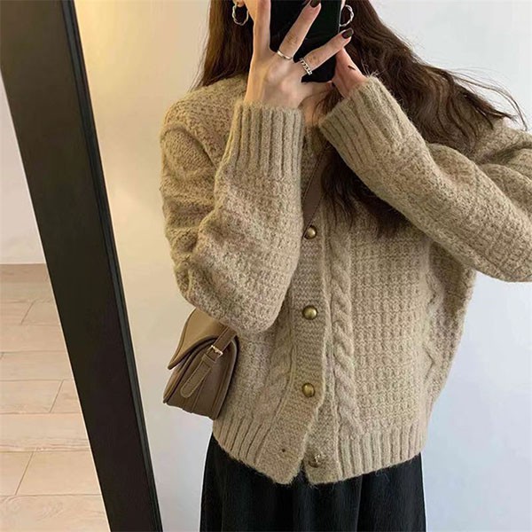 ニットカーディガン 秋冬 ゆったり セーター ざっくり オーバーサイズ ニットカーディガン カジュアル 無地 日常服 トップス 羽織 前開き 